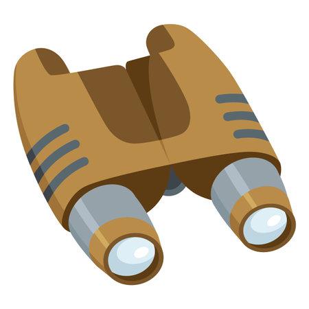Optical instrument icon for viewing distant objects. Binoculars with glass lenses, devices for education. Modern isolated vector illustrationのイラスト素材