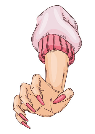 Manicure of nails. Female hand. Element for banner or business card of beauty salon, manicurist isolated on white backgroundのイラスト素材