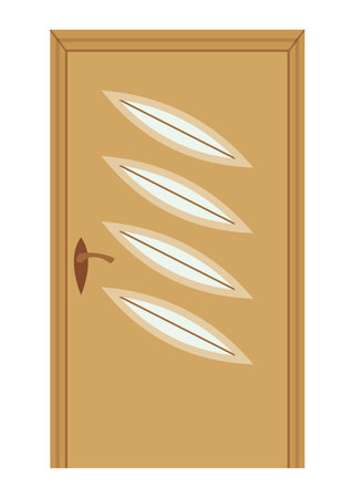 Front door. Closed entrance house in modern flat design. Decorative element isolated on white background. Vector illustrationのイラスト素材