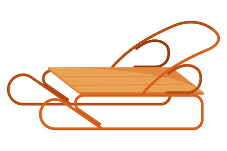 Children sledges. Winter seasonal classic childhood transport vehicle for outdoor leisure recreation. Snow wooden and metallic sledge, equipment for outdoor activitiesのイラスト素材