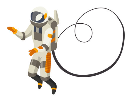 Space element isometric. Astronauts, space exploration image. Creative element, color web icon for infographic. Isolated vector illustrationのイラスト素材