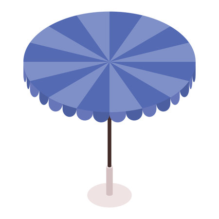Isometric garden furniture isometric icon, umbrella. Vector terrace outdoor lounge or patio element, isolated on white backgroundのイラスト素材
