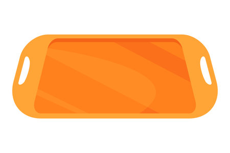 Tray for food, vector cartoon icon. Restaurant platter isolated on white ackground. Symbol carrying food and serving in fast food establishments and cafeterias. Kitchenware conceptのイラスト素材