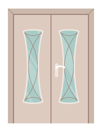 Front door. Closed entrance house in modern flat design. Decorative element isolated on white background. Vector illustrationのイラスト素材