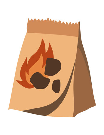Backyard bbq grill design element. Charcoal for grill. Home backyard barbecue equipment. Vector cartoon illustrationのイラスト素材