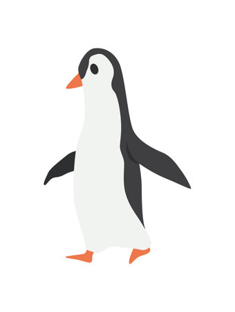 North pole arctic fauna. Polar penguin vector illustration in flat style. Little penguin fishing in the north. Arctic animal icon. Winter zoo design elementのイラスト素材