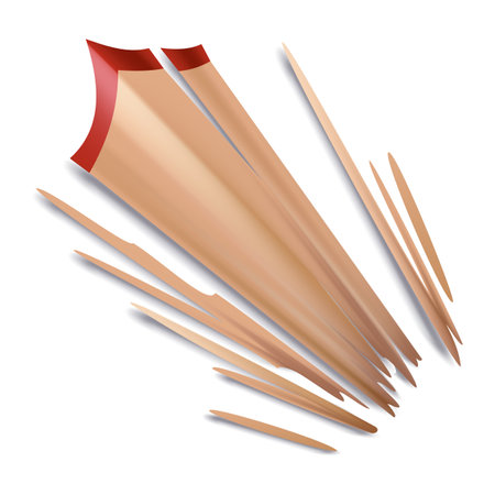 Shavings mockup realistic. Colored wooden shavings. School office stationery, creative design vector bright itemのイラスト素材