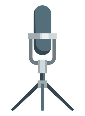 Sound recording equipment, microphone. Recording podcast in radio studio. Mass media broadcasting. Sound recording equipment, microphoneのイラスト素材