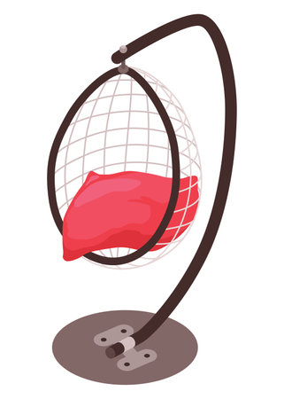 Isometric garden furniture isometric icon, garden hammock. Vector terrace outdoor lounge or patio element, isolated on white backgroundのイラスト素材