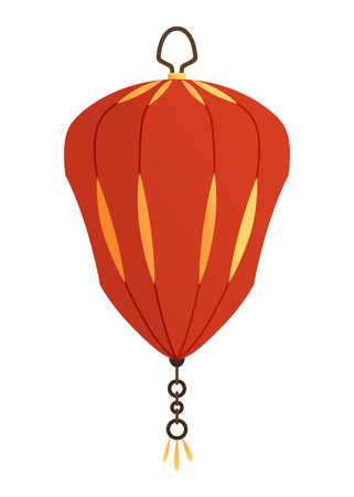 Asian cartoon lanterns, icon. Chinese festival lantern, traditional decoration for asian. Chinatown and Chinatown festival paper lantern element. Vector illustration on white backgroundのイラスト素材