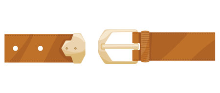 Leather belts with buckle isolated on white backgroundのイラスト素材