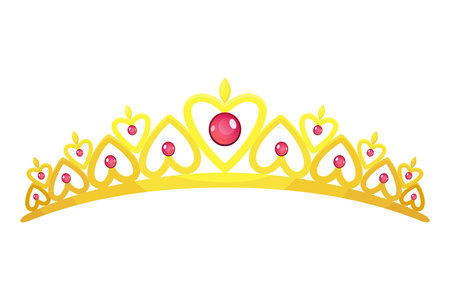 Queen golden crown vector icon. Gold princess tiara cartoon illustrationのイラスト素材