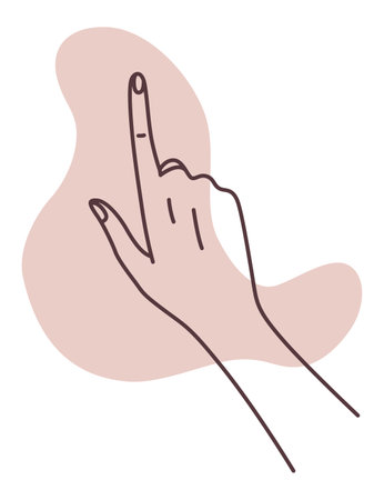 Female body. Sensual woman hand. Body positivity, self love, femininity concept. Linear flat vector illustration on white backgroundのイラスト素材