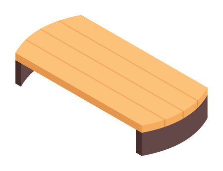 Isometric garden furniture isometric icon, bench. Vector terrace outdoor lounge or patio element, isolated on white backgroundのイラスト素材