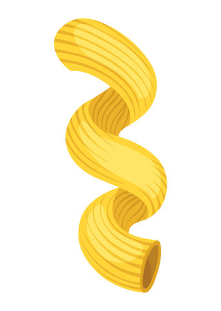 Doodle pasta symbol. Cute Italian wheat food. Pasta noodles character design. Menu decorative element. Vector meal illustrationのイラスト素材