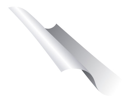 Flying paper page, icon. Falling documents sheet. Curved corner or fly page sheet. Scattered office sheet in motion. Vector cartoon illustrationのイラスト素材