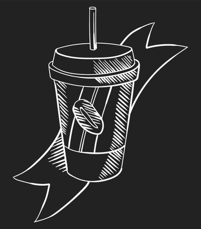 Cafe menu with food and drinks on chalkboard. Blackboard sketch of coffee, cocktail. Hand drawn vector designのイラスト素材