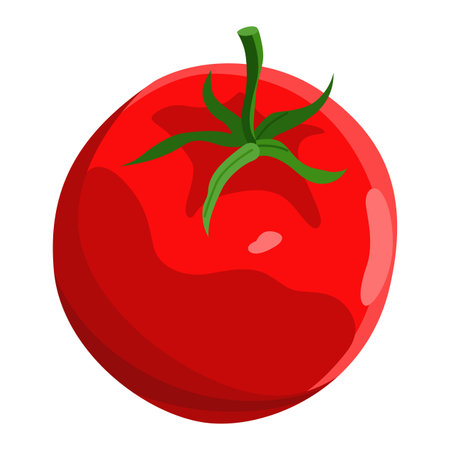 Taco ingredient cartoon tomato. Traditional mexican fast-food. Mexico food design element for menu, advertising. Vector cartoon illustrationのイラスト素材