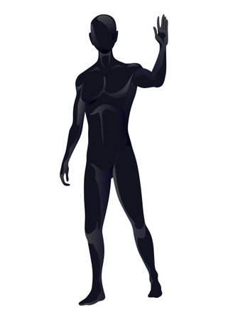 Mannequin silhouette of men. Flat male fashion character collection front view boy. Human body clothing template. Vector Illustrationのイラスト素材