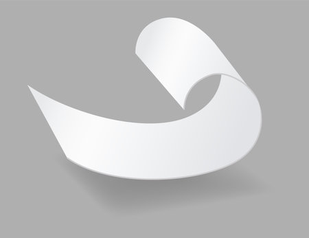 Blank payment check and receipts with shadow. Curved financial paper, purchase invoice. Buying, bill or calculate pay. Receipt the seller formのイラスト素材