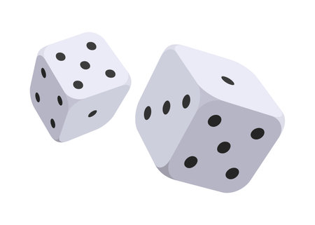 Board game, flat isometric view. Isolated colored icon of dice table gaming. Cartoon family table game for adults and kids for leisure and recreation. Vector illustration.のイラスト素材