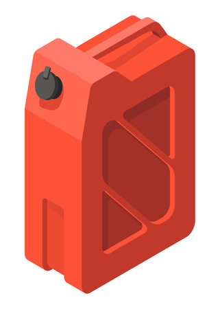 Red gas can for fuel storage and transport, great for emergency vehicle suppliesのイラスト素材