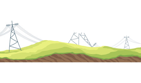 Game landscape. Cartoon design nature. Landscape of soil section. Illustration of cross section ground slice isolated on white backgroundのイラスト素材