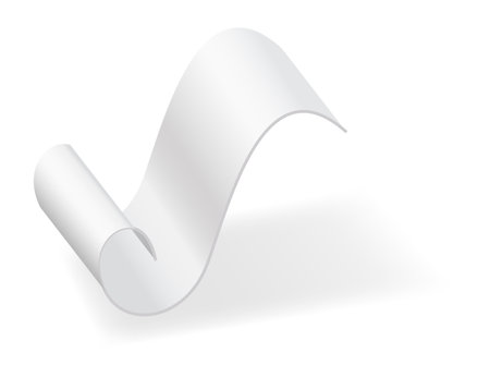 Blank payment check and receipts with shadow. Curved financial paper, purchase invoice. Buying, bill or calculate pay. Receipt the seller formのイラスト素材