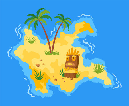 Pirate board game for children, hunting treasure. Treasure island hunt boardgame. Sea adventures printable activity. Vector cartoon illustrationのイラスト素材