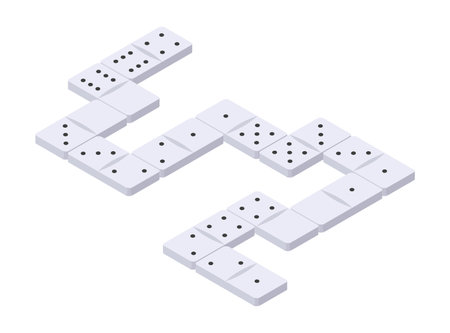 Board game, flat isometric view. Isolated colored icon of domino. Cartoon family table game for adults and kids for leisure and recreation. Vector illustrationのイラスト素材