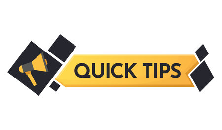 Quick tips icon or symbol with black and yellow color. Megaphone element suitable for web. Vector illustration for helpful advice, tricks, solution or suggestion conceptのイラスト素材