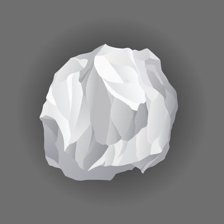 Crumpled paper balls icon. Mistake in document or realistic wrinkled page. Realistic garbage, bad idea symbol. Crushed paper after brainstorming. Vector illustration isolated on gray backgroundのイラスト素材