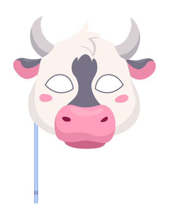 Adorable and Colorful Cartoon Cow Head Illustration for Fun Art and Creative Designsのイラスト素材