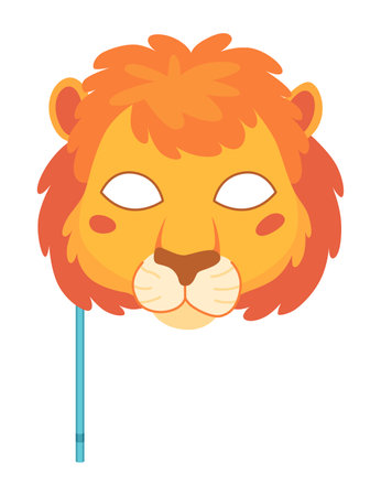 Adorable and Playful Cartoon Lion Mask Ideal for Fun Times and Joyous Festivities Aheadのイラスト素材
