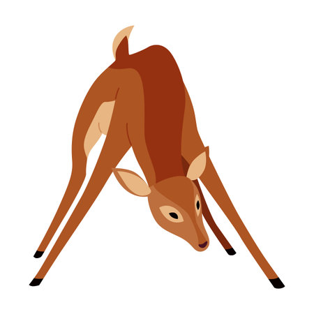 Deer animal icon. Cute spotted forest deer. Wild nature creature concept. Cartoon spotted roe, vector illustrationのイラスト素材