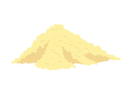 Ginger root. Aromatic herbal spice. Food ingredient, natural herb plant, powder. Fresh and raw vegetable in cartoon flat style. Vector illustration isolated on white backgroundのイラスト素材