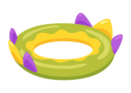 Inflatable swim pool ring. Colorful floater element for beach, swimming pool lifebuoy and life saver equipment. Inflatable rubber toy, cartoon vector illustrationのイラスト素材