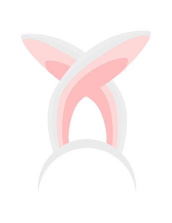 Rabbit ears realistic vector illustrations. Bunny ears kid headband, mask. Hare costume pink cartoon element. Photo editor, booth, video chat app color isolated clipartsのイラスト素材