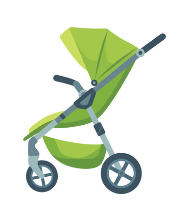 Baby stroller, childish colorful folding stroller, buggy baby carriage, child wagon, infant transportのイラスト素材