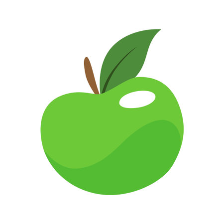 A pixel art illustration of a green apple with a leafのイラスト素材
