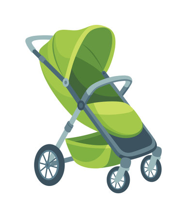 Baby stroller, childish colorful folding stroller, buggy baby carriage, child wagon, infant transportのイラスト素材