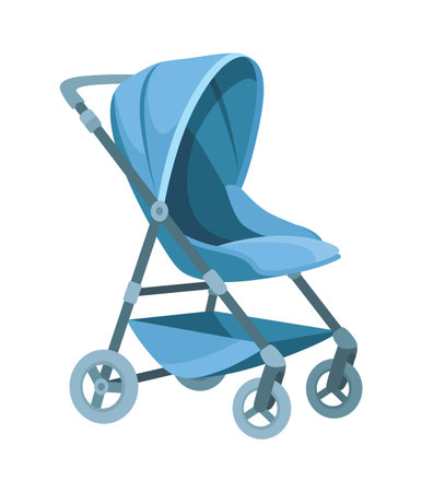 Baby stroller, childish colorful folding stroller, buggy baby carriage, child wagon, infant transportのイラスト素材
