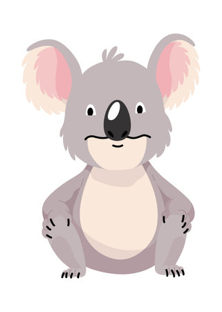 Cute cartoon koala bear isolated on white backgroundのイラスト素材