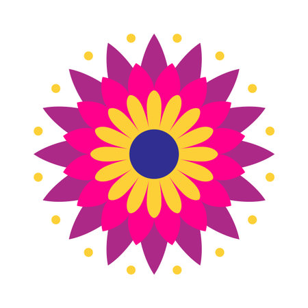 Mexican traditional flower. Ethnic embroidery decoration. Ornate folk graphic, wallpaper element. Festive mexican floral motif. Vector illustrationのイラスト素材