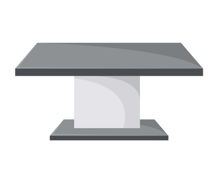 Table furniture of glass and metal, interior desk. Empty table isolated illustration on white background. Vector illustration of platform or standのイラスト素材
