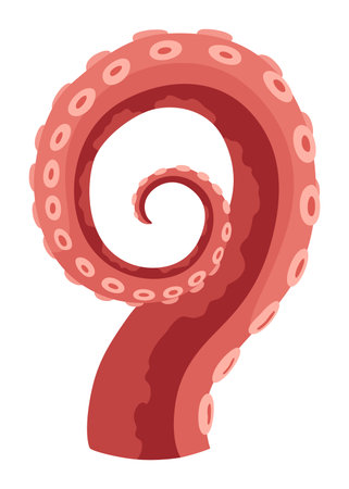 Octopus tentacles or sea squid icon. Spooky marine monster arm on white background. Vector cartoon underwater animalのイラスト素材