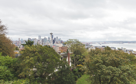 Seattle skyline from elevated perspective at Kerry Park. Seattle, Washington, USA.の写真素材