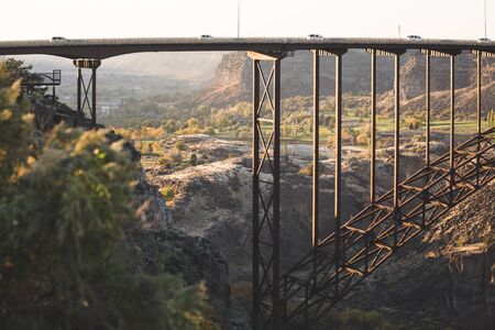 Perrine Bridge near Twin Falls and Jerome, Idaho, over the Snake River in southern Idaho, USA.の写真素材