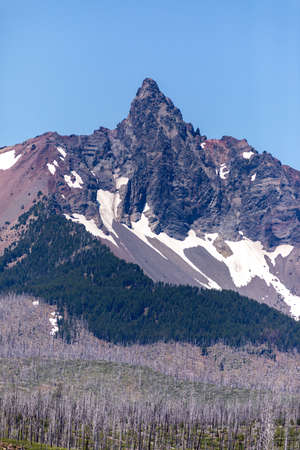 Mount Washington in central Oregon, USA on a summer day. Jagged rocky peaks in the desert outside of Sisters, Oregon.の写真素材