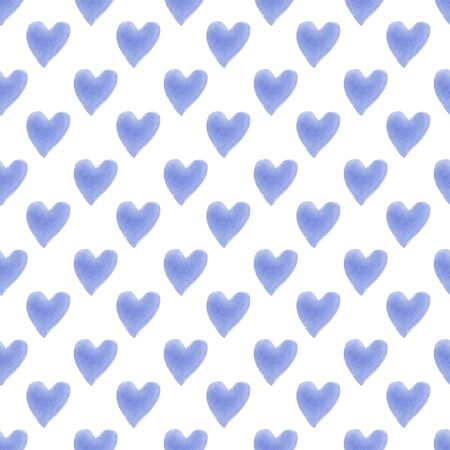 Hand drawn watercolor hearts silhouettes cute trendy seamless pattern